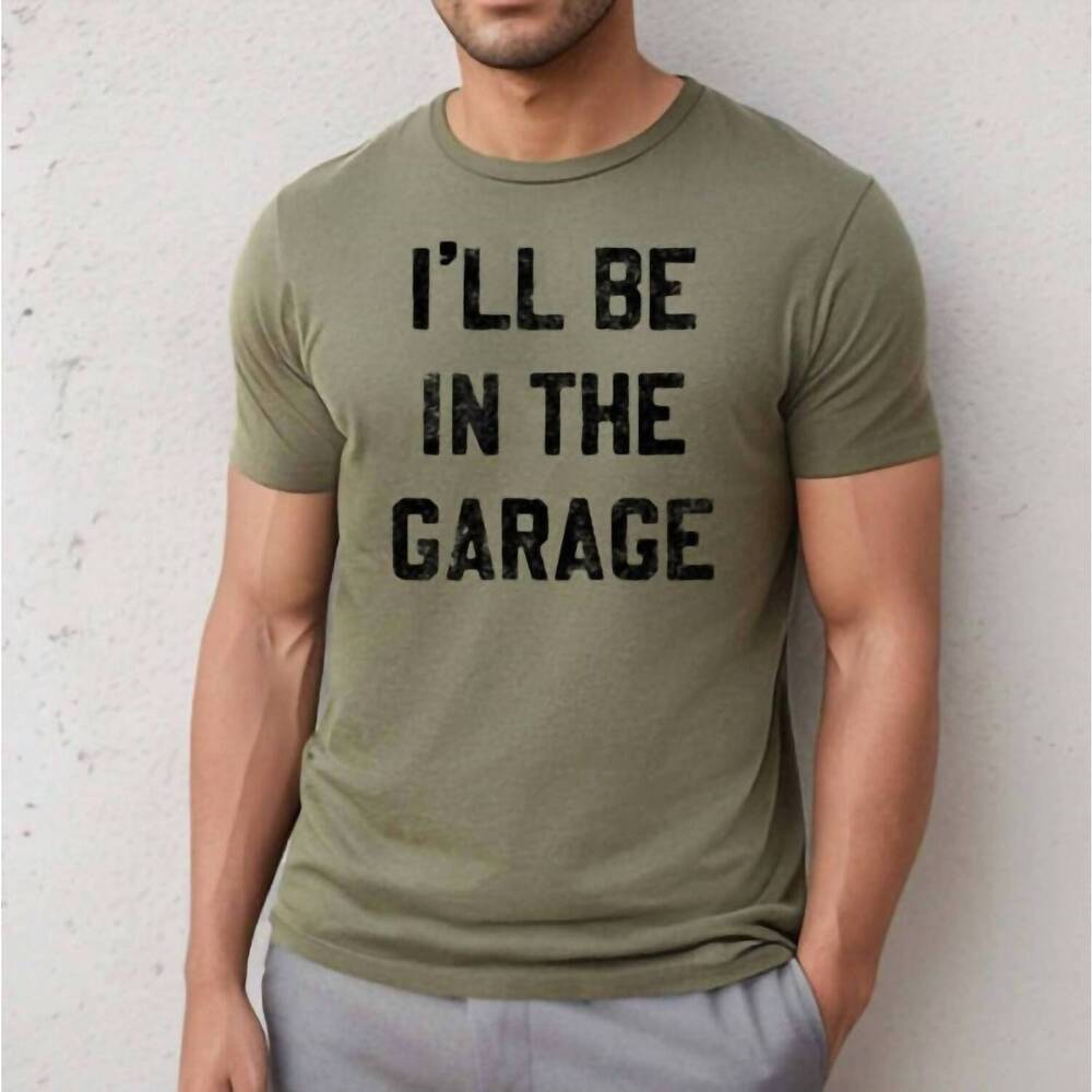 NEW MUGSBY i'll be in the garage graphic tee in deep green